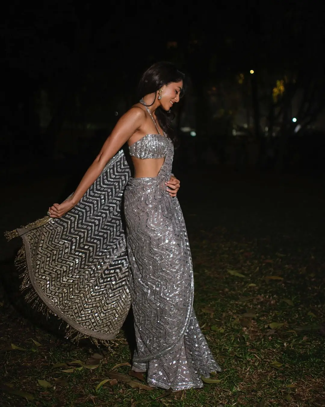 Sobhita Dhulipala in Blue Saree Sleeveless Blouse